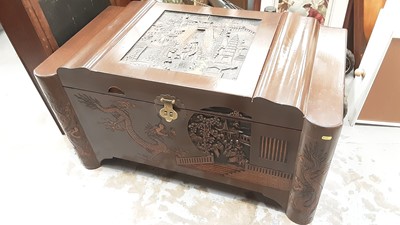 Lot 1166 - Chinese carved camphor wood blanket box