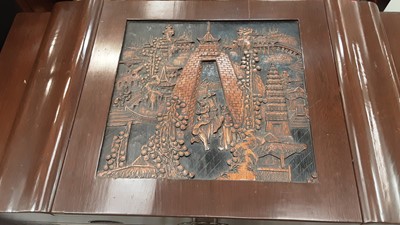 Lot 1166 - Chinese carved camphor wood blanket box