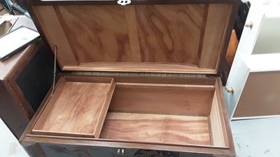 Lot 1166 - Chinese carved camphor wood blanket box