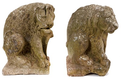 Lot 700 - Pair of 18th / 19th century carved stone heraldic lions