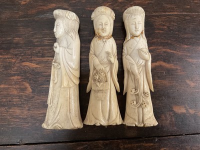 Lot 279 - Three Chinese carved bone figures