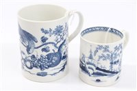 Lot 319 - 18th century Worcester blue and white mug with...