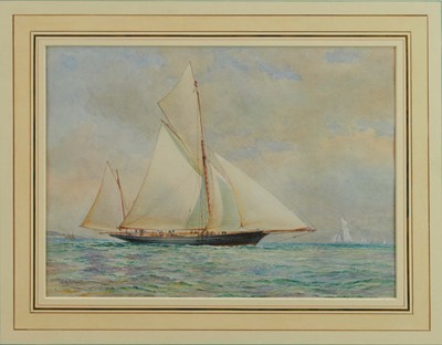 Lot 1137 - Thomas Goldsworthy Dutton (1819-1891) watercolour - Yacht under Sail, signed, 22.5cm x 31cm, in glazed gilt frame