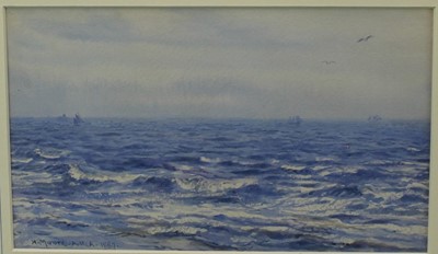 Lot 1136 - Henry Moore (1831-1895) watercolour - The Open Sea, signed and dated 1889, 15cm x 25cm, in glazed gilt frame