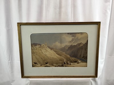 Lot 84 - Pair of 19th century continental watercolours depicting Alpine landscapes.
