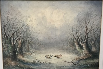 Lot 81 - Sam Perry (19th century) watercolour - Mallards, 37cm x 27cm in glazed frame