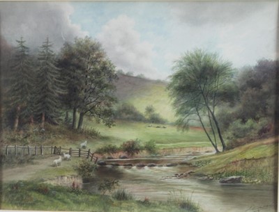 Lot 1065 - English School (early 20th century) watercolour - On the Leven, titled and indistinctly signed, together with three various 19th century watercolours.