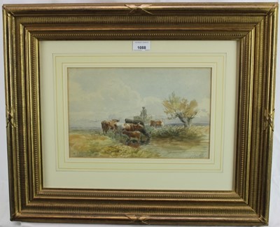 Lot 279 - Henry Birtles (1838-1907) watercolour, figures and cattle, signed.