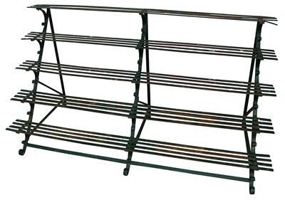 Lot 1348 - 19th century style green painted wrought iron five tier plant rack/stand