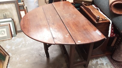 Lot 1165 - Antique oak gateleg oval dining table with end drawer on square chamfered legs joined by stretchers