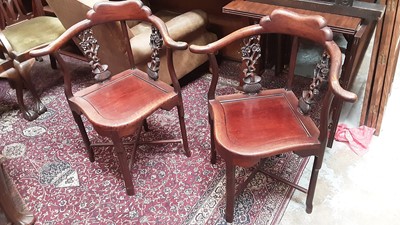 Lot 1164 - Pair of Chinese corner chairs