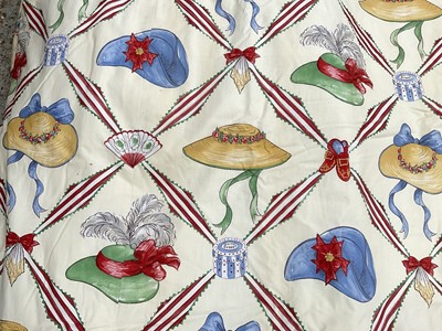 Lot 1467 - Pair of cotton hat pattern curtains