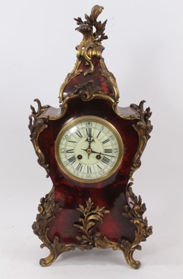 Lot 607 - Large early 20th century French tortoiseshell mantel clock, indistinctly signed.