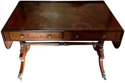 Lot 1408 - Regency mahogany and barber pole strung sofa table.