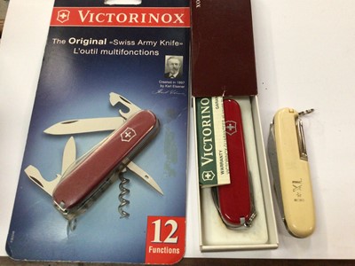 Lot 935 - Three Seiko wristwatches and one Citizen, all boxed, two Victorinox Swiss Army knives and a Ranger penknife