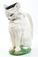 Lot 330 - Rare Victorian Mintons Majolica cat jug in...