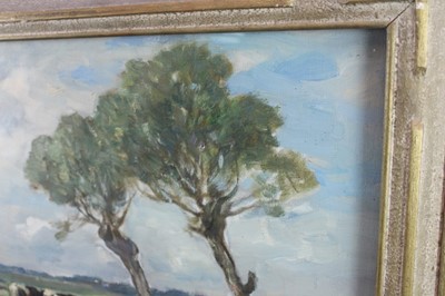 Lot 1061 - *Owen Bowen (1873-1967) oil on canvas - Three Willows, Volendam, signed, 39cm x 49cm, in glazed gilt frame
