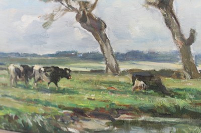 Lot 1061 - *Owen Bowen (1873-1967) oil on canvas - Three Willows, Volendam, signed, 39cm x 49cm, in glazed gilt frame