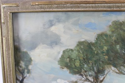 Lot 1061 - *Owen Bowen (1873-1967) oil on canvas - Three Willows, Volendam, signed, 39cm x 49cm, in glazed gilt frame