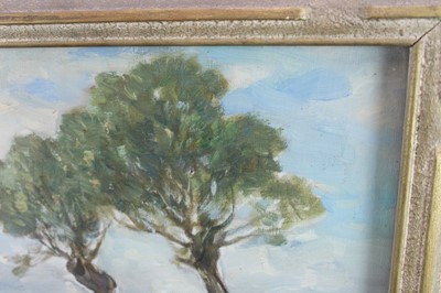 Lot 1061 - *Owen Bowen (1873-1967) oil on canvas - Three Willows, Volendam, signed, 39cm x 49cm, in glazed gilt frame
