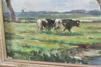 Lot 1061 - *Owen Bowen (1873-1967) oil on canvas - Three Willows, Volendam, signed, 39cm x 49cm, in glazed gilt frame