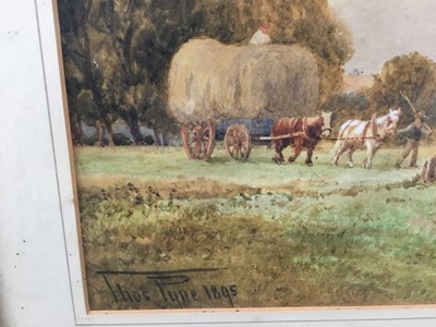 Lot 70 - Thomas Pyne (1843-1935) watercolour - harvest scene, signed and dated 1895