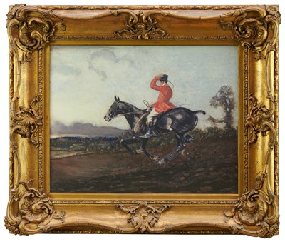 Lot 992 - Frank Gillett (1874-1927) watercolour, 'Hell For Leather!', signed, 37cm x 47cm, in glazed gilt frame