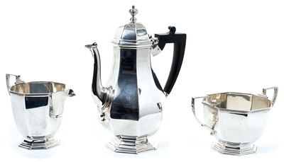 Lot 305 - 1930s composite silver three piece coffee set