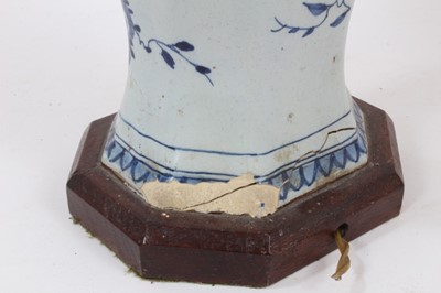 Lot 85 - 18th century Dutch delft vase, now as a lamp