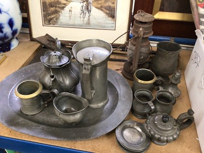 Lot 111 - Group of antique pewter and other metalwares