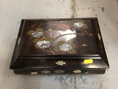 Lot 888 - Early 20th century black lacquered jewellery box.