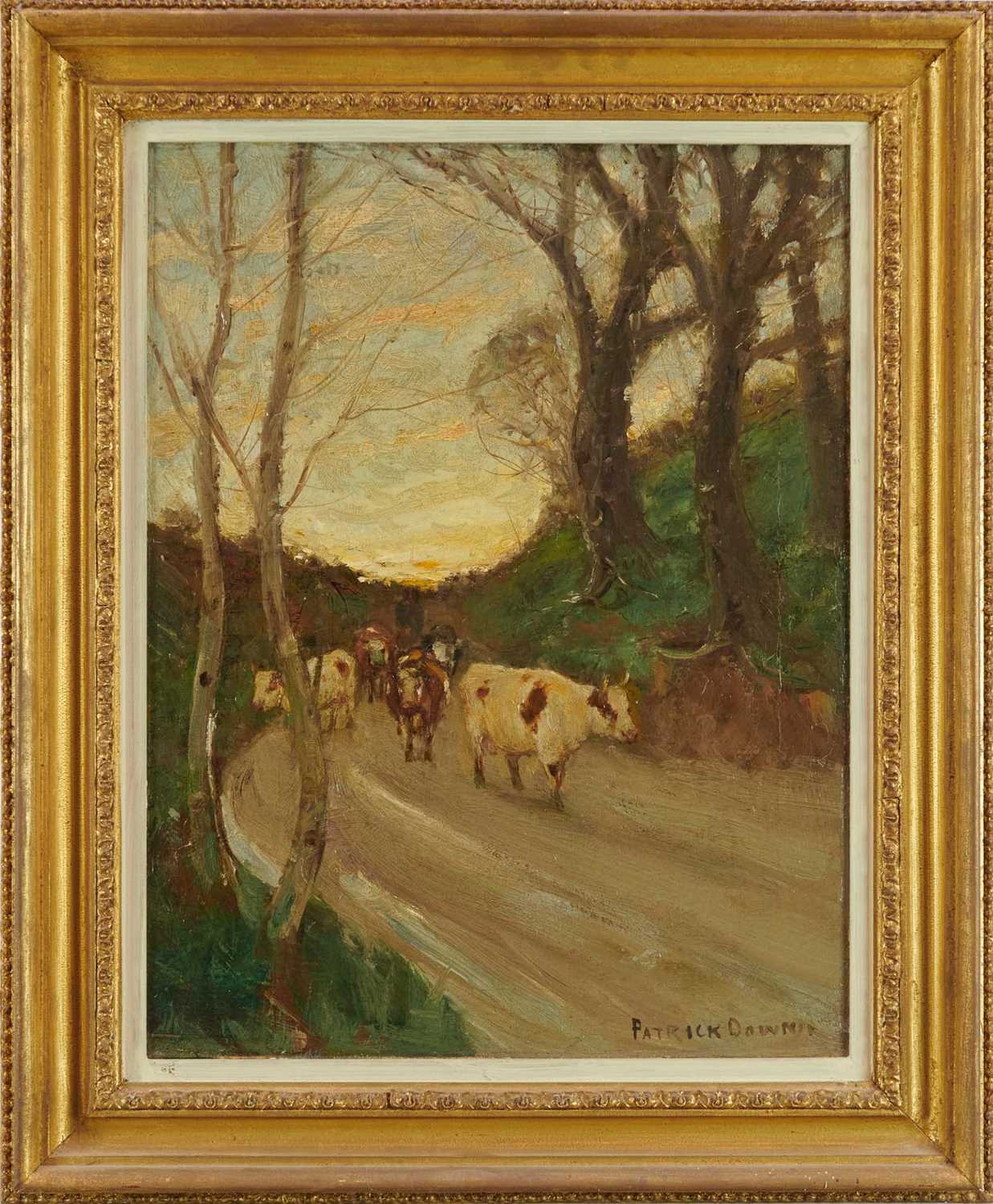 Lot 1062 - Patrick Downie (1854-1945) oil on canvas - The End of the Day, signed, 45.5cm x 35.5cm in gilt frame