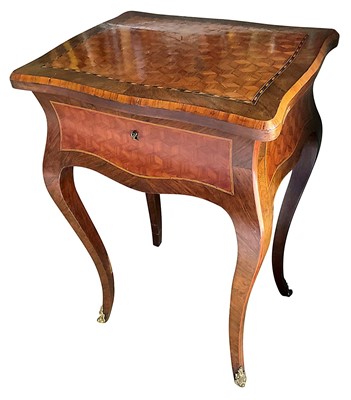 Lot 1414 - 19th century French parquetry work table.