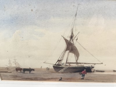 Lot 88 - Two early 19th century English watercolours of figures and boats both indistinctly signed