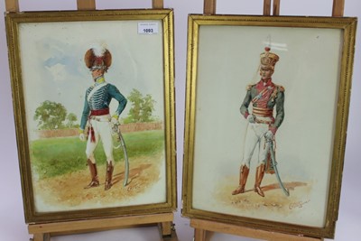 Lot 1093 - Reginald Wymer (1849-1935) pair of watercolours, Military figures, signed, 37cm x 27cm, in glazed gilt frames