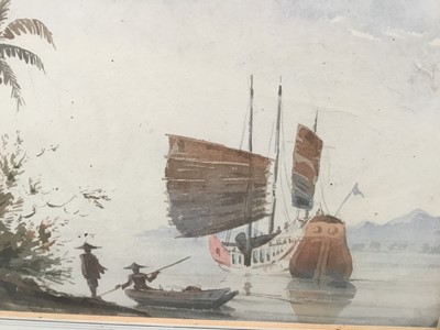Lot 71 - Chinese school, 19th century, watercolour, figures and junk.