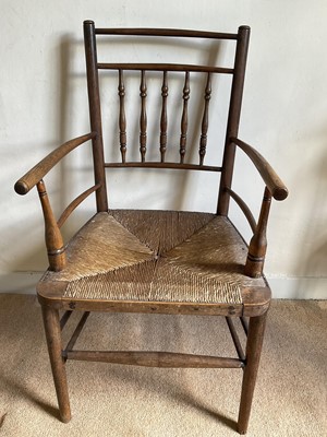 Lot 1416 - Pair of 19th century rush seated Sussex chairs