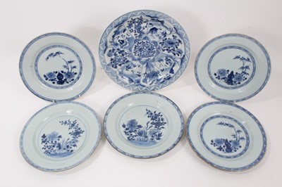 Lot 221 - Set of five 18th century blue and white Chinese dishes and one other