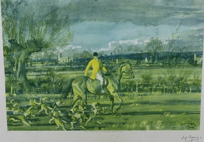 Lot 281 - *Sir Alfred Munnings (1878-1959) signed print - Huntsman and Hounds, published by Frost & Reed 1929, 63cm x 77cm, in glazed oak frame