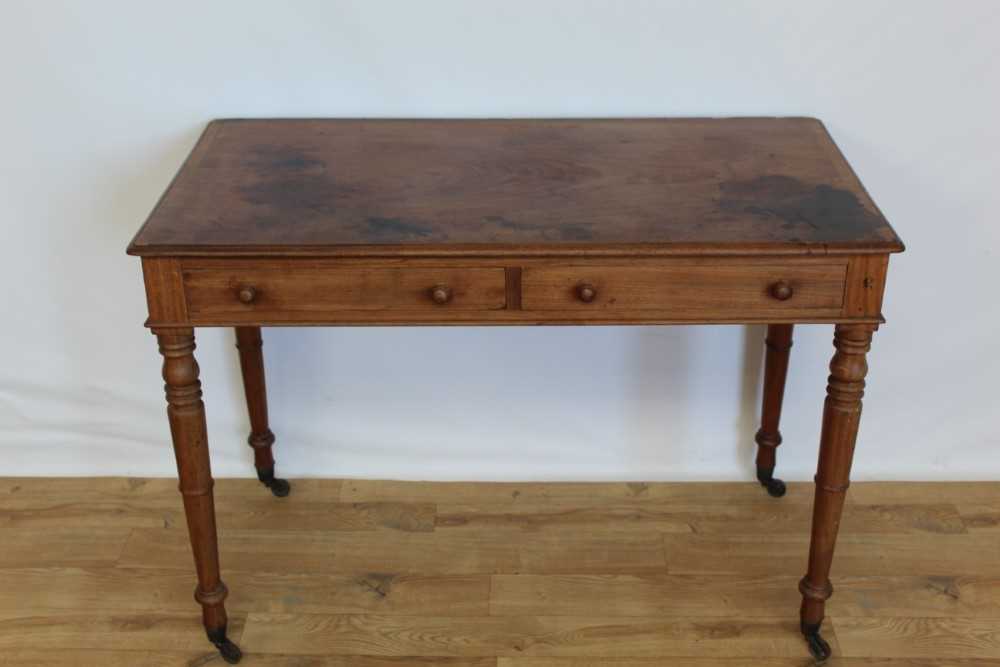 Lot 14 - Victorian mahogany two drawer desk.