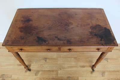 Lot 14 - Victorian mahogany two drawer desk.