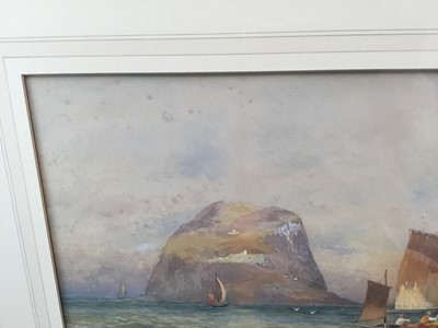 Lot 82 - John Rock Jones (19th century) watercolour - Bass Rock shipping scene, signed and dated 1899, framed