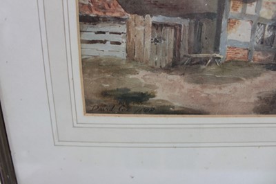 Lot 1080 - Attributed to David Cox Jr. watercolour, cottage study, bears signature and dated 1808.