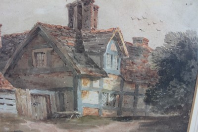 Lot 1080 - Attributed to David Cox Jr. watercolour, cottage study, bears signature and dated 1808.