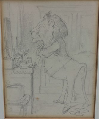 Lot 1079 - John Tenniel (1820-1914) pencil, the British lion prepares for the Jubilee, ex Folio Soc.