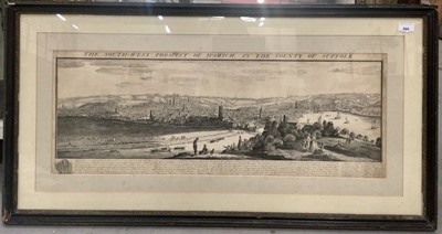 Lot 868 - . Samuel and Nathaniel Buck - 18th century engraving - The South West prospect of Ipswich.