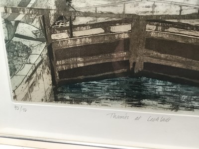 Lot 77 - Michael Chaplin (b. 1943) etching and aquatint -  Thames, signed and dated ‘79, number 90/150