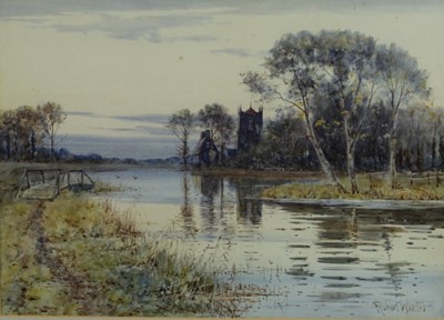 Lot 1067 - Robert Winchester Fraser (1848-1906) watercolour - River landscape, signed.