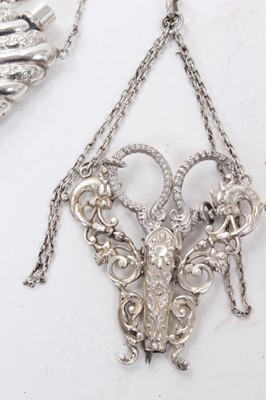 Lot 354 - Fine quality Victorian silver chatelaine with various accessories