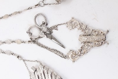 Lot 354 - Fine quality Victorian silver chatelaine with various accessories